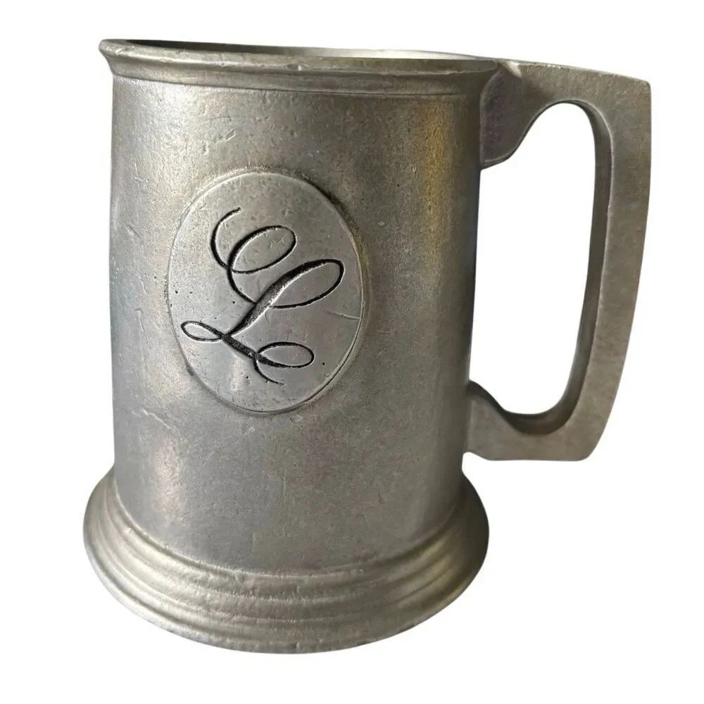Wilton Vintage Pewter Beer Mug With Monogrammed Letter L With Instructions